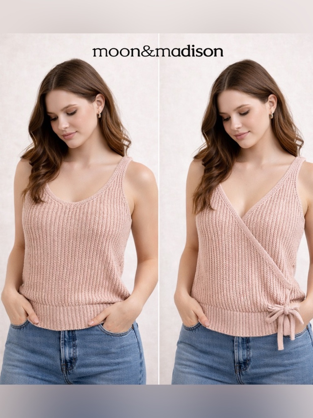 moon & madison Dusty Blush Knit Tank Sweater